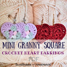 Load image into Gallery viewer, Mini Granny Square Heart Earrings  - PDF Download Only