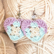 Load image into Gallery viewer, Mini Granny Square Heart Earrings  - PDF Download Only