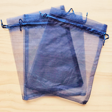 Load image into Gallery viewer, Navy Blue Organza Projects Bag
