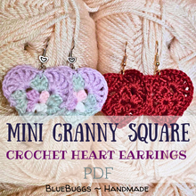 Load image into Gallery viewer, Mini Granny Square Heart Earrings  - PDF Download Only
