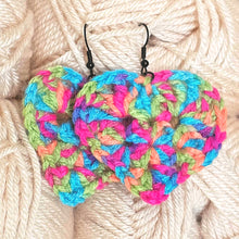 Load image into Gallery viewer, Mini Granny Square Heart Earrings  - PDF Download Only
