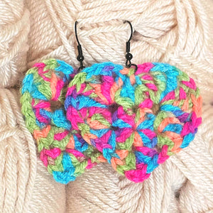 Mini Granny Square Heart Earrings  - PDF Download Only