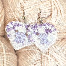 Load image into Gallery viewer, Mini Granny Square Heart Earrings  - PDF Download Only
