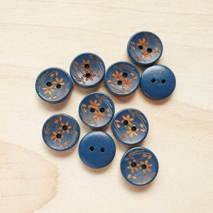 Buttons - Navy Flowers