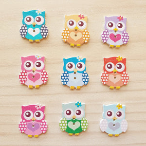 Buttons - Owls Lge